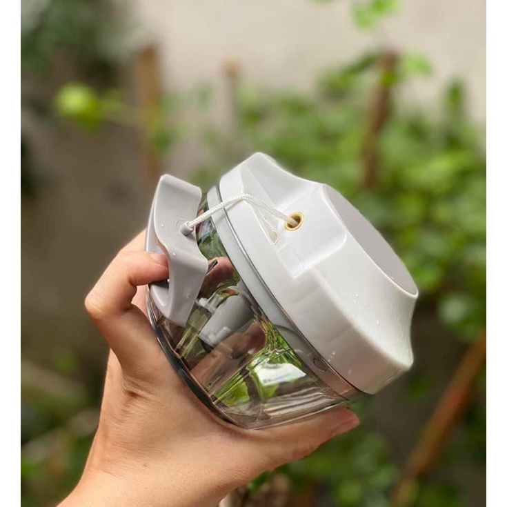 Dụng cụ xay tỏi ớt mini 450ml ZB039- Hàng chính hãng lưỡi xay bén, kéo tay đơn giản, dễ vệ sinh