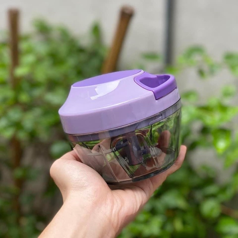 Dụng cụ xay tỏi ớt mini 450ml ZB039- Hàng chính hãng lưỡi xay bén, kéo tay đơn giản, dễ vệ sinh