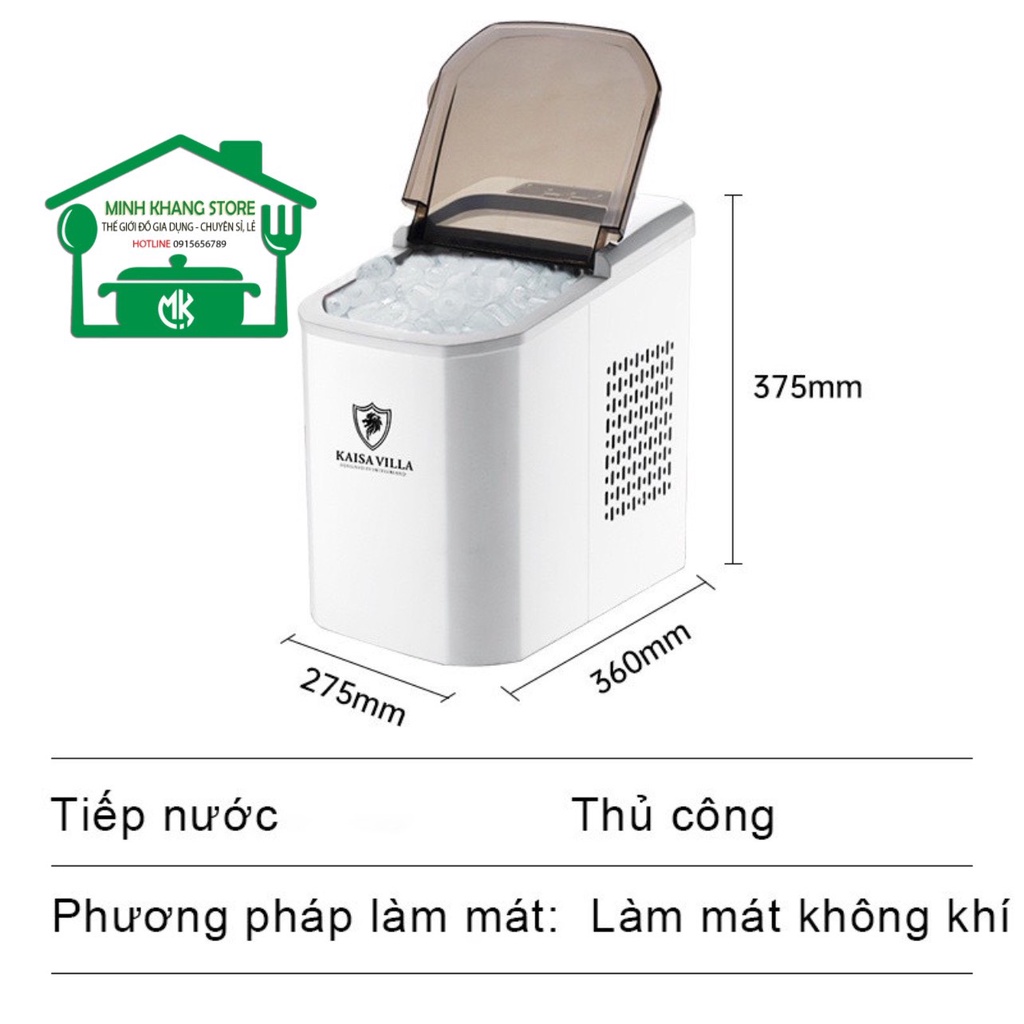 Máy Làm Đá Viên Kaisa Villa Model JD-8076 - Làm đá tự động 6-13 phút, Bảo hành 12 tháng