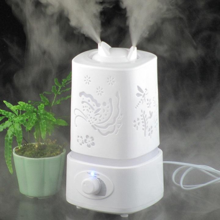 Máy Xông Tinh Dầu , máy khuếch tán hồ Điệp -Phun Sương Cực Mạnh Siêu Dễ Thương với 2 voì phun , làm quà tặng , đèn ngủ