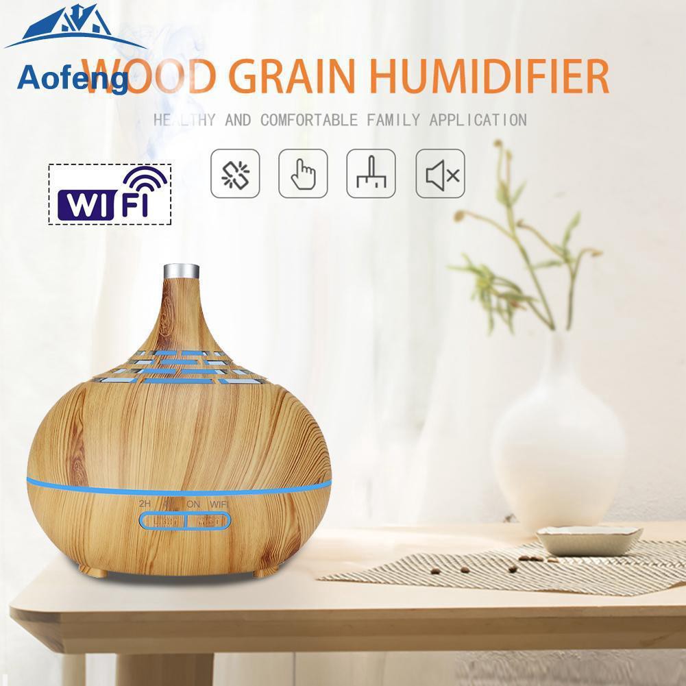 Máy xông tinh dầu tỏa hương vân gỗ cao cấp YMC dung tích 500ml có remote