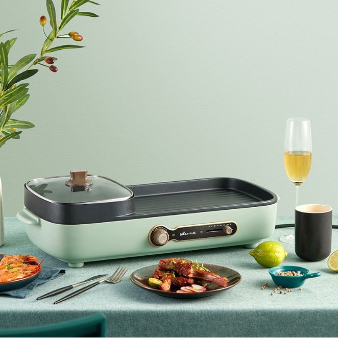 Bếp Nướng Đa Năng BEAR, Nồi Lẩu Nướng 2 IN 1 Cho gđ, phù hợp cho các bữa tiệc tại gia trong mua đông lạnh.