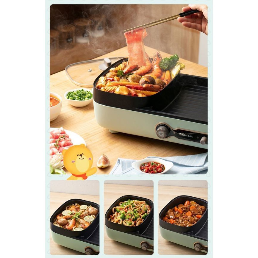 Bếp Nướng Đa Năng BEAR, Nồi Lẩu Nướng 2 IN 1 Cho gđ, phù hợp cho các bữa tiệc tại gia trong mua đông lạnh.