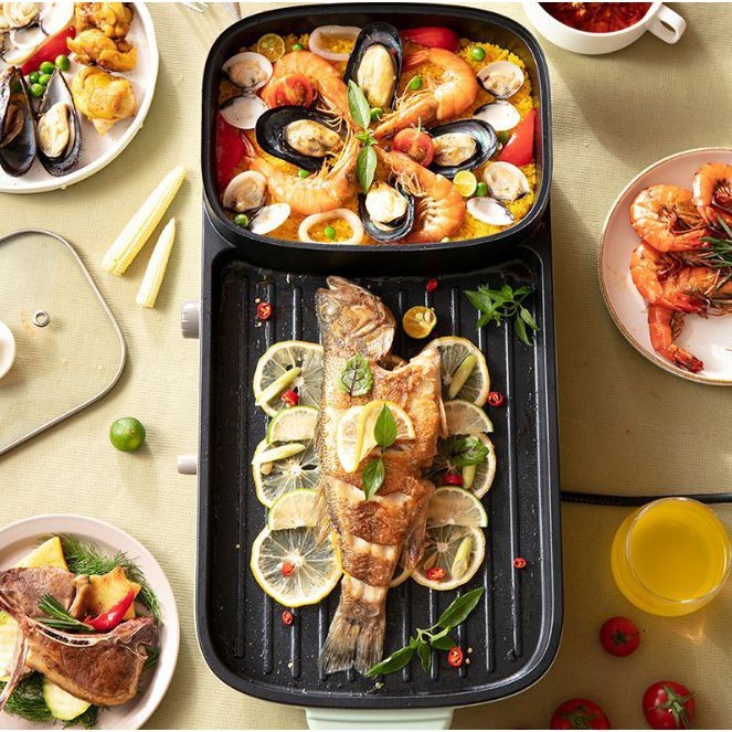 Bếp Nướng Đa Năng BEAR, Nồi Lẩu Nướng 2 IN 1 Cho gđ, phù hợp cho các bữa tiệc tại gia trong mua đông lạnh.