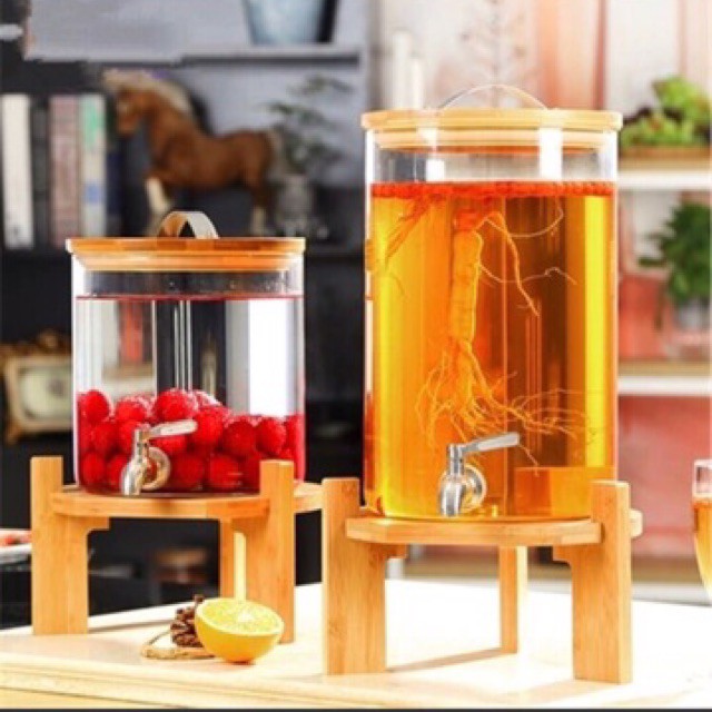 Bình đựng nước,đựng rượu,hoa quả,detox  có vòi rót kèm chân ghỗ như hình 5l,8l,11l cao cấp,sang trọng.