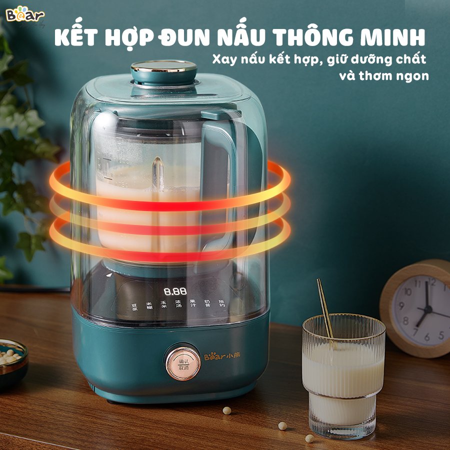 Máy nấu sữa hạt BEAR PBJ-B06W1 , Máy Làm Sữa Hạt Đa Năng Dung Tích Lớn 1L Công Suất 600W - Hàng Chính Hãng