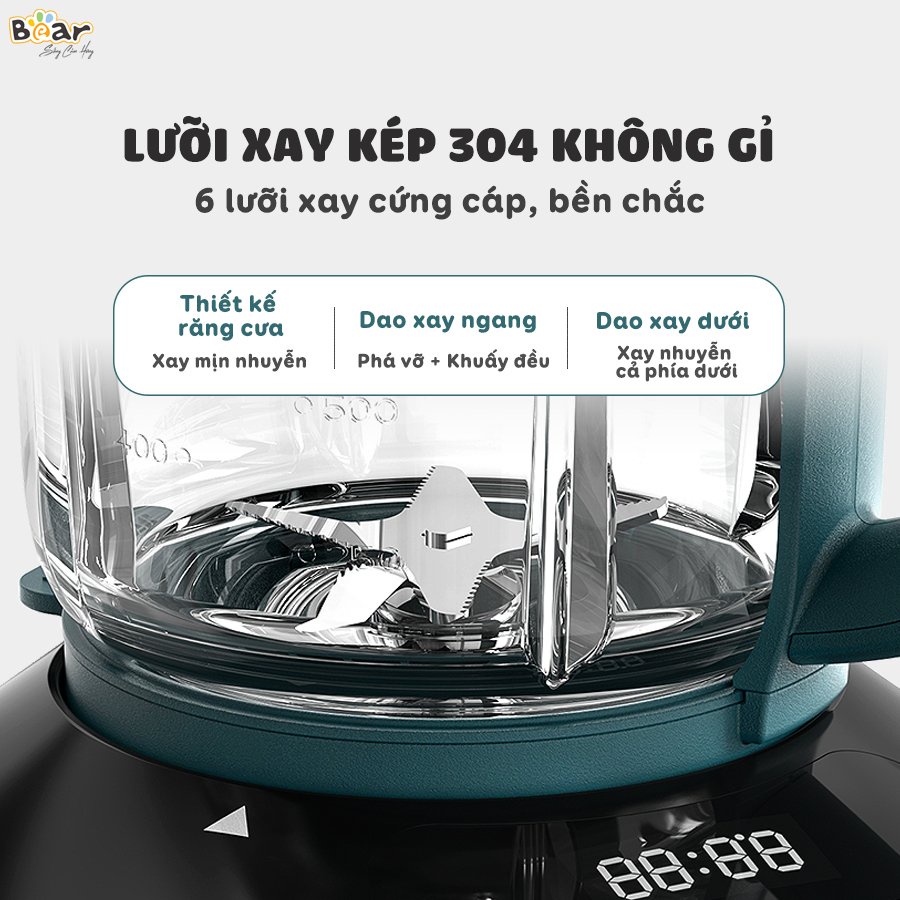 Máy nấu sữa hạt BEAR PBJ-B06W1 , Máy Làm Sữa Hạt Đa Năng Dung Tích Lớn 1L Công Suất 600W - Hàng Chính Hãng
