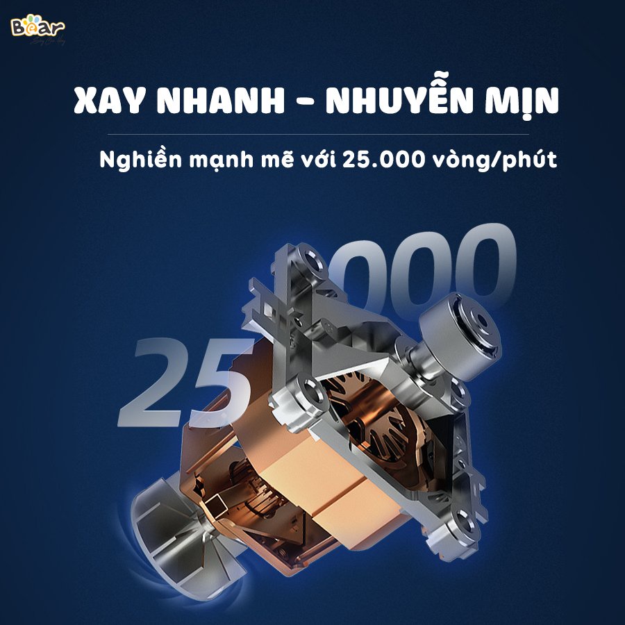 Máy nấu sữa hạt BEAR PBJ-B06W1 , Máy Làm Sữa Hạt Đa Năng Dung Tích Lớn 1L Công Suất 600W - Hàng Chính Hãng