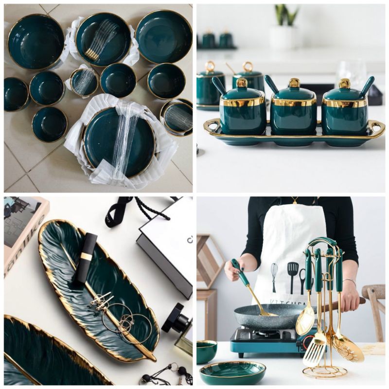 Set đầy đủ Bộ bát đĩa, phụ kiện bàn ăn 46 chi tiết, phong cách Châu Âu!