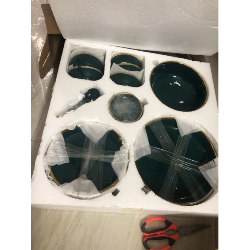 Set đầy đủ Bộ bát đĩa, phụ kiện bàn ăn 46 chi tiết, phong cách Châu Âu!