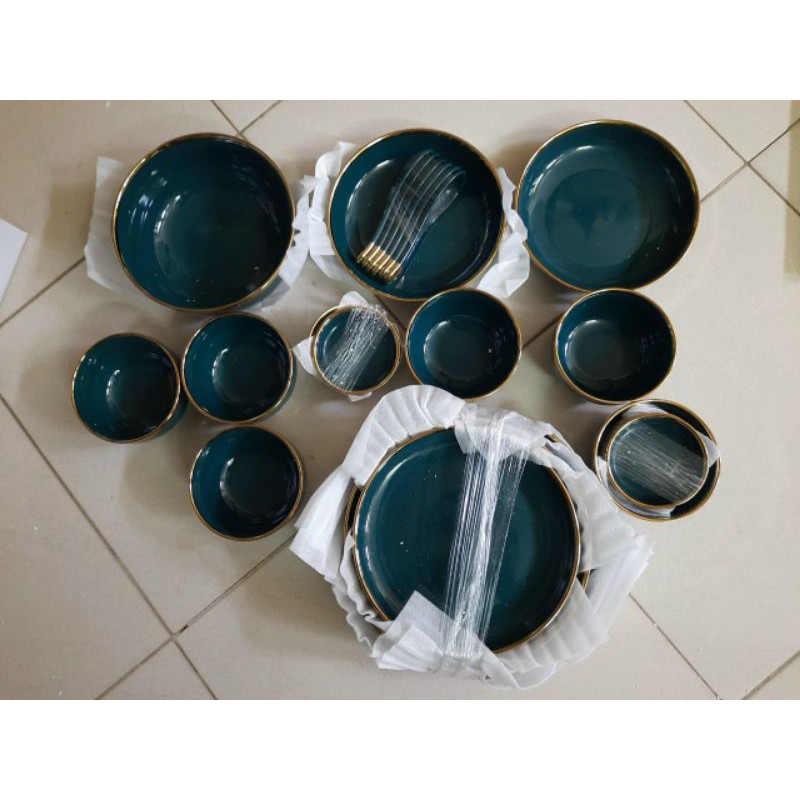 Set đầy đủ Bộ bát đĩa, phụ kiện bàn ăn 46 chi tiết, phong cách Châu Âu!