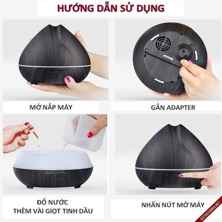 Máy Khuếch Tán Tinh Dầu Búp Sen 550ml Có Remote