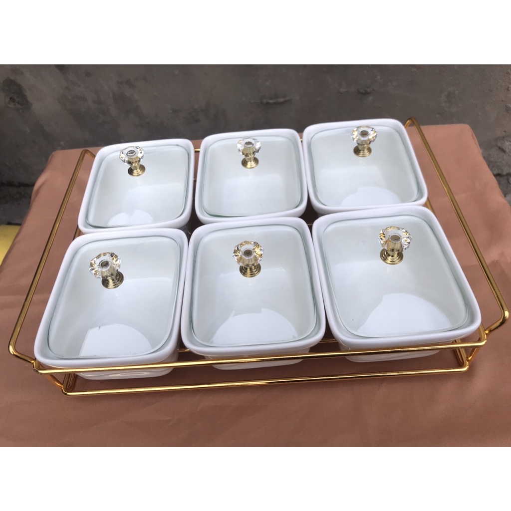 Khay mứt sứ nắp kính kết hợp đế gỗ đơn giản - hiện đại
