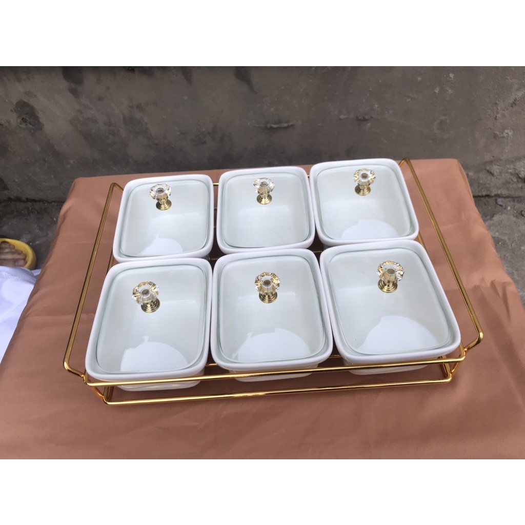 Khay mứt sứ nắp kính kết hợp đế gỗ đơn giản - hiện đại