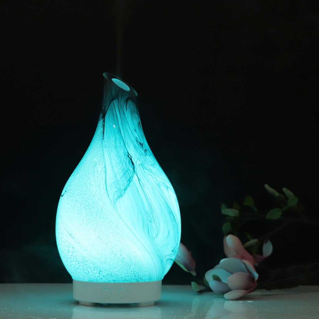 [ tặng 1 lọ tinh dầu] Máy xông tinh dầu, máy khuếch tán tinh dầu Lọ Hoa 3D kiêm đèn ngủ đổi màu đẹp tuyệt vời