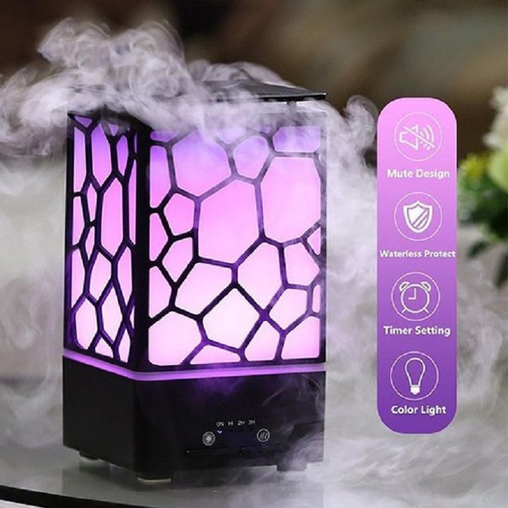 Máy xông Tinh dầu, phun sương Lập Phương màu Đen và Trắng Hàng chính Hãng