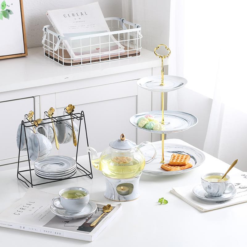 Bộ ấm trà hoa vân đá độc đáo cao cấp