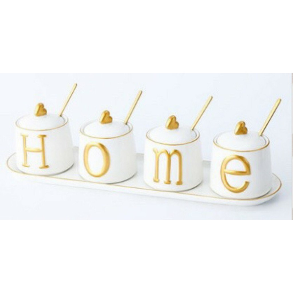 ( có sẵn) Hũ gia vị gốm sứ cao cấp, HOME chính hãng đa dạng.
