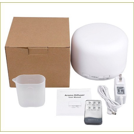 Máy Khuếch Tán Tinh Dầu Phun Sương HÌNH TRỤ TRÒN VÂN GỖ 500ML tặng kèm tinh dầu 10ml