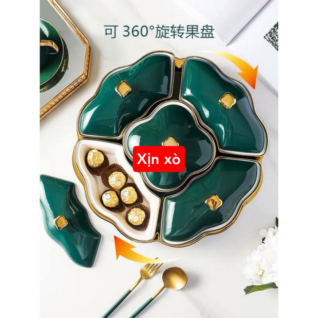 Bộ 5 khay sứ đựng bánh mứt kẹo cao cấp, giành cho các dịp tết, lễ... cực xịn xò