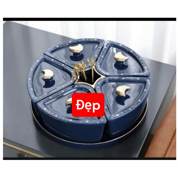 Bộ 5 khay sứ đựng bánh mứt kẹo cao cấp, giành cho các dịp tết, lễ... cực xịn xò