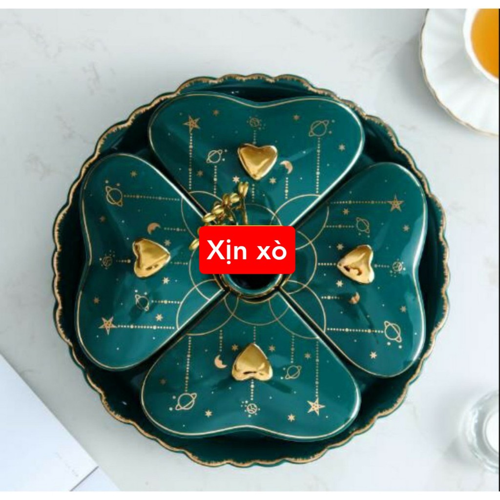 Bộ 5 khay sứ đựng bánh mứt kẹo cao cấp, giành cho các dịp tết, lễ... cực xịn xò