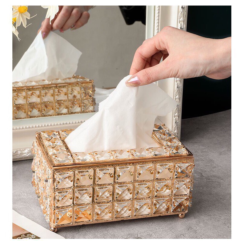 Hộp Đựng Khăn Giấy Pha Lê Đa Năng Tiện Dụng Bằng Pha Lê Phong Cách Châu Âu