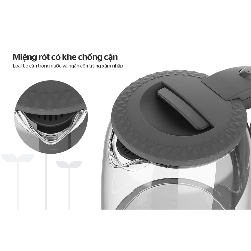 Bình đun siêu tốc 1.8L Sunhouse SHD1215B thủy tinh cao cấp trong suốt - Bảo hành 12 tháng chính hãng toàn quốc