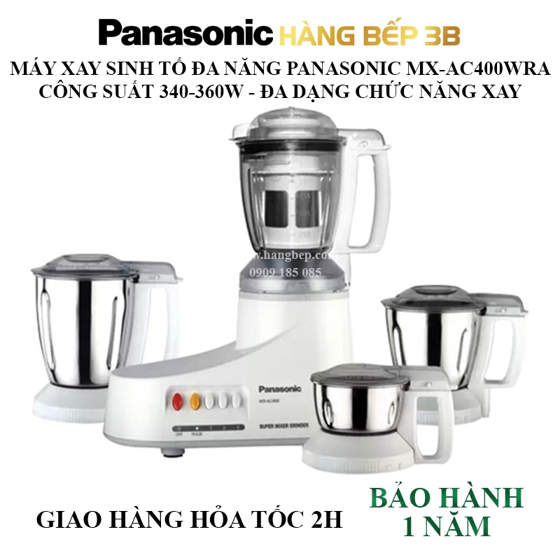 Máy xay sinh tố đa năng Panasonic MX-AC400WRA xay hạt, xay hoa quả, xay đá nhỏ - Hàng Bếp 3B