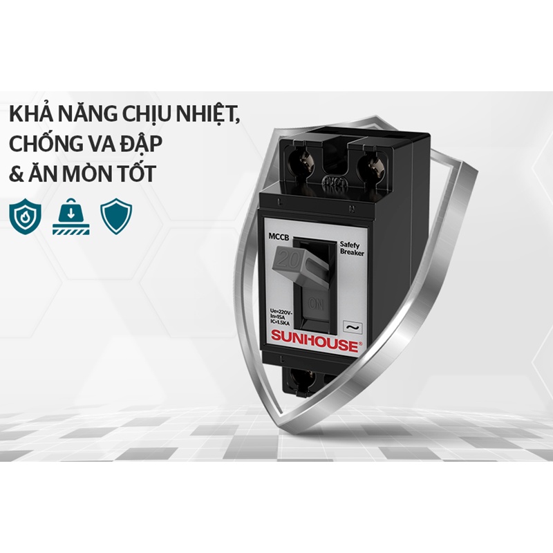 Cầu dao an toàn 2 cực Sunhouse SHE-B-S121/15A-B - MCCB 2P 15A~40A - Thiết bị đóng ngắt - Hàng Bếp 3B