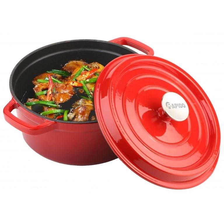 Bộ nồi gang đúc tráng men Rapido RK202224 - Chịu nhiệt đến 260°C - Sử dụng được bếp từ - Hàng Bếp 3B