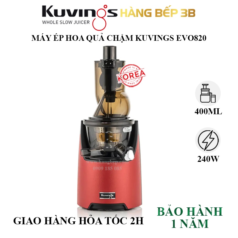 Máy ép chậm Kuvings EVO820 (màu đỏ) - Nhập khẩu Hàn Quốc - Chất lượng uy tín - Hàng Bếp 3B