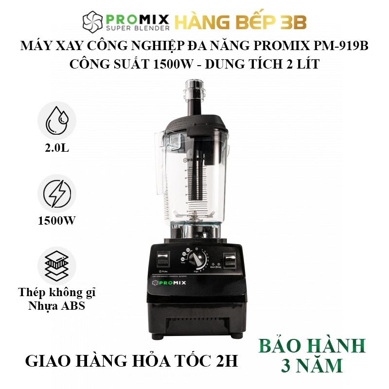 Máy xay đa năng Promix PM-919B - Dung tích 2 lít - Bảo hành 3 năm - Hàng Bếp 3B