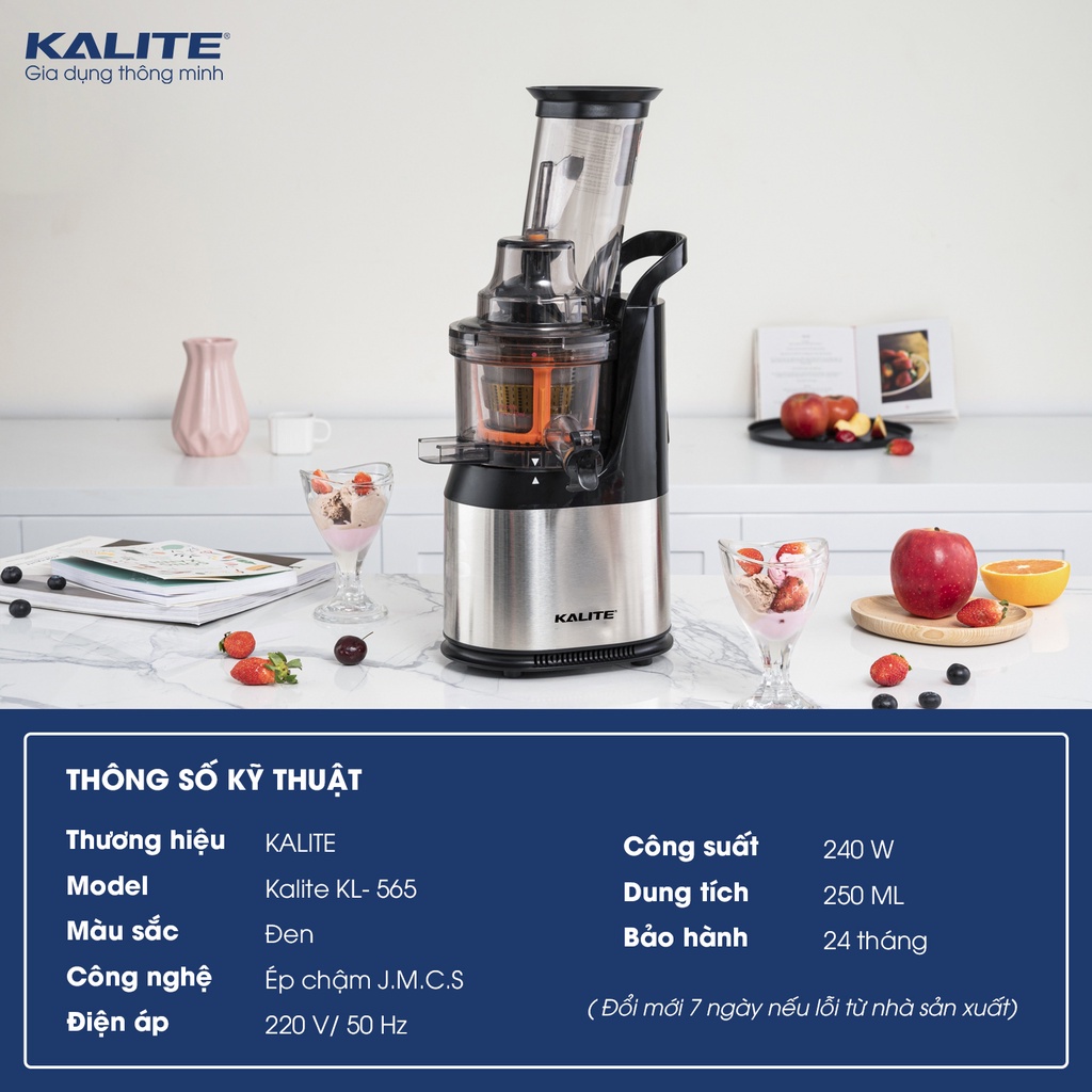 Máy ép chậm 250ml Kalite KL-565 - Ép trái cây nguyên quả - Bảo hành 24 tháng