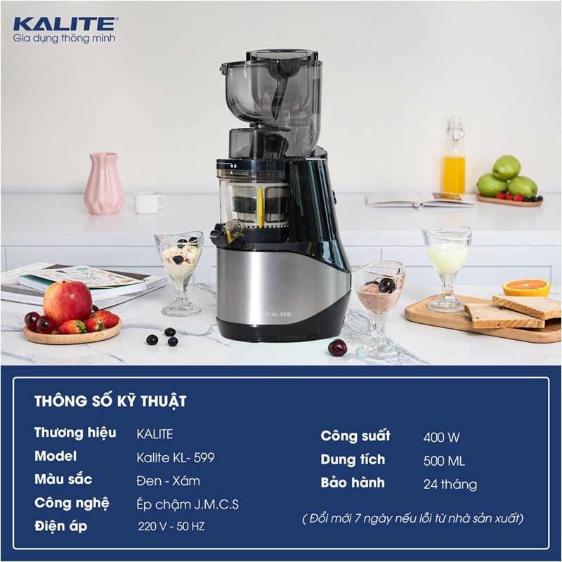 Máy ép chậm Kalite KL-599 - Dung tích 500ml - Made in Thailand - Hàng Bếp 3B