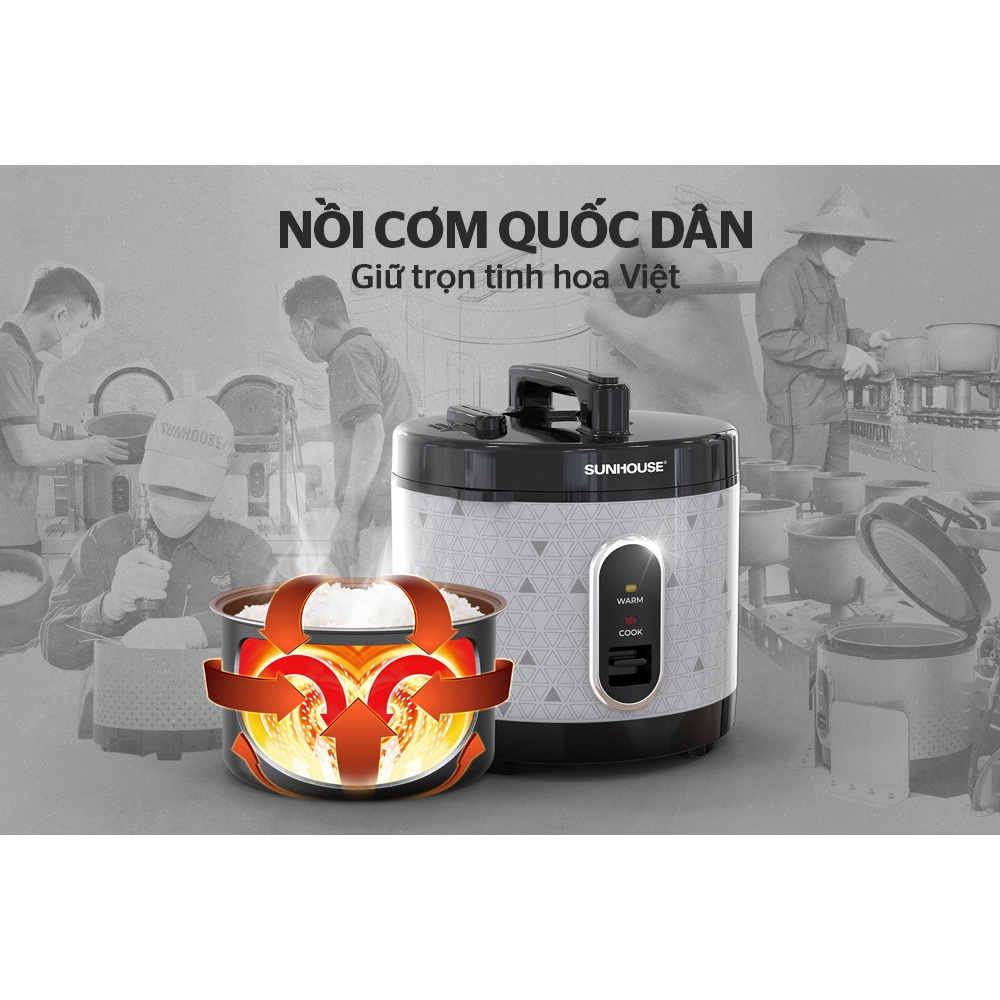 Nồi cơm điện Sunhouse 3.0L nắp gài SHD8305/SHD8306 - Bảo hành chính hãng 1 năm - Hàng Bếp 3B