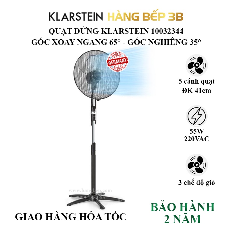 Quạt đứng Klarstein Summer Vibe Standventilator 10032344 - Nhập khẩu Đức - Hàng Bếp 3B