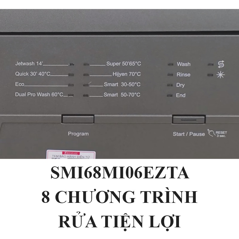 Máy rửa chén Zemmer SMI68MI06EZTA - Hàng Bếp 3B