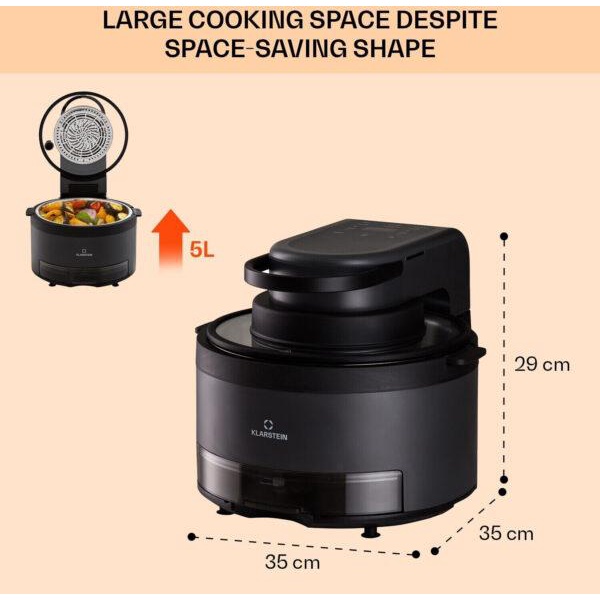 Nồi Chiên Hấp Không Khí Nóng Klarstein 5L Vendurel 10040278 - Hàng Bếp 3B - Nhập khẩu từ Đức