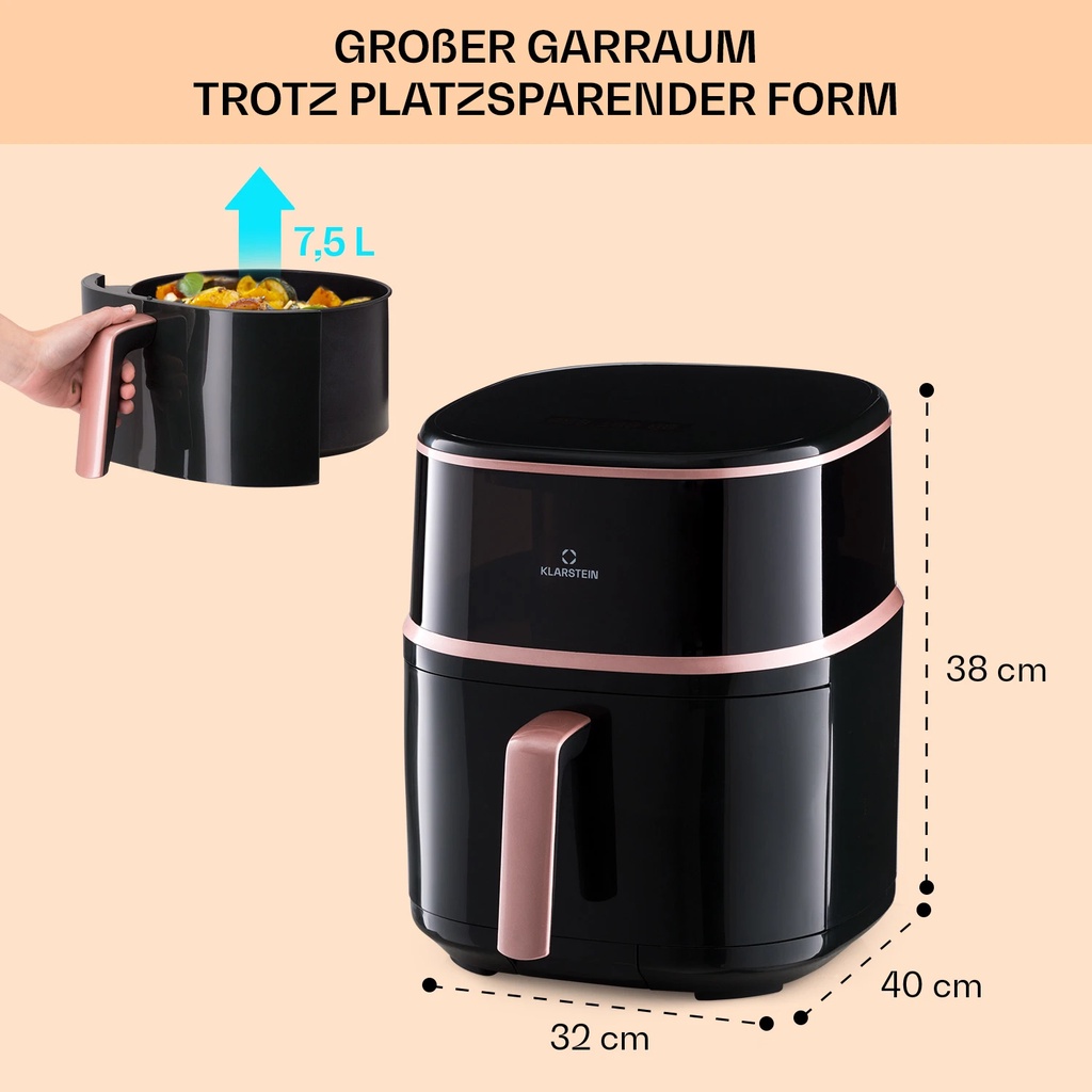 Nồi chiên không dầu Klarstein 7.5L Air Bloom 10040495 -  Hàng Bếp 3B - Sản phẩm chính hãng