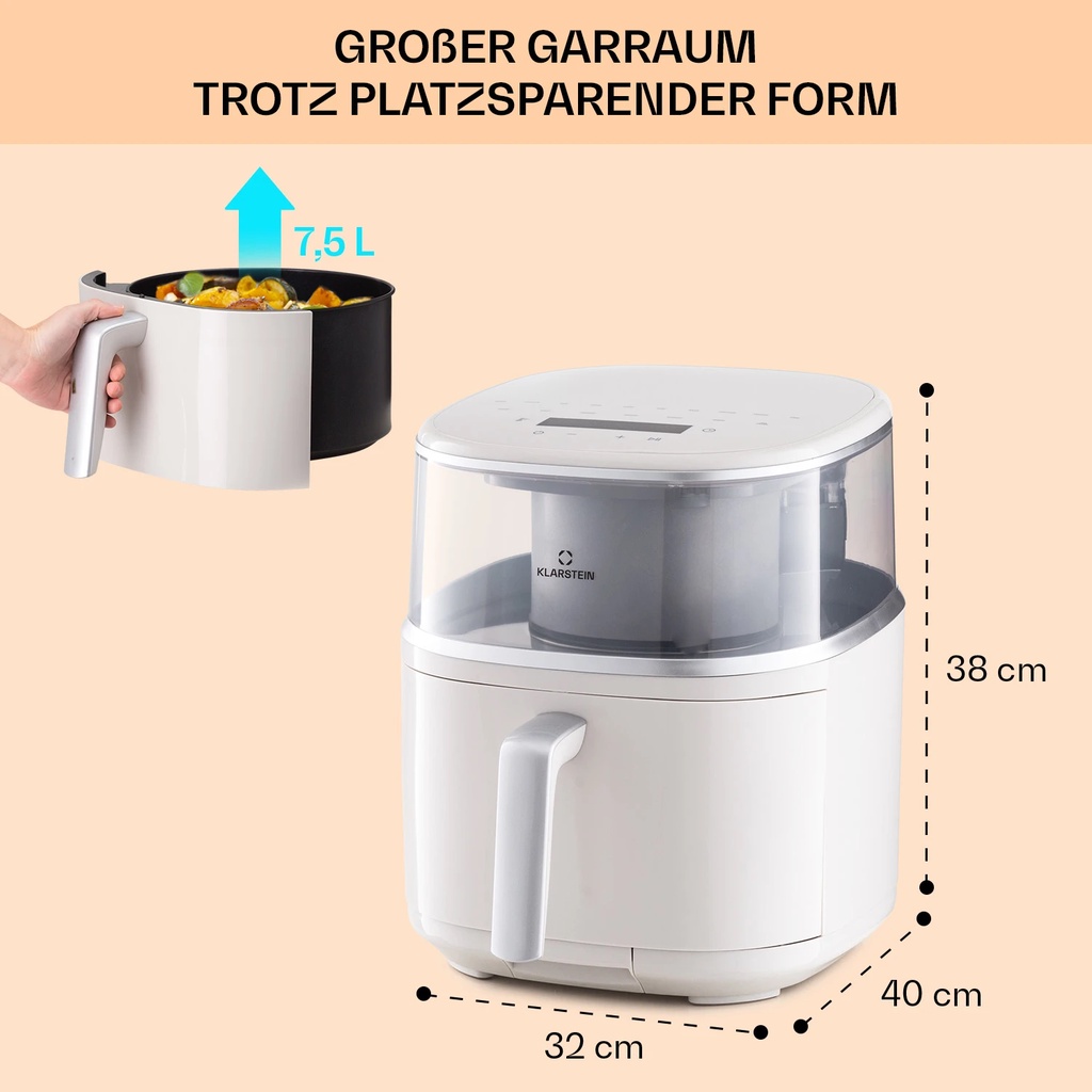 Nồi chiên không dầu Klarstein 7.5L Air Bloom 10040497 - Hàng Bếp 3B - Sản phẩm chính hãng