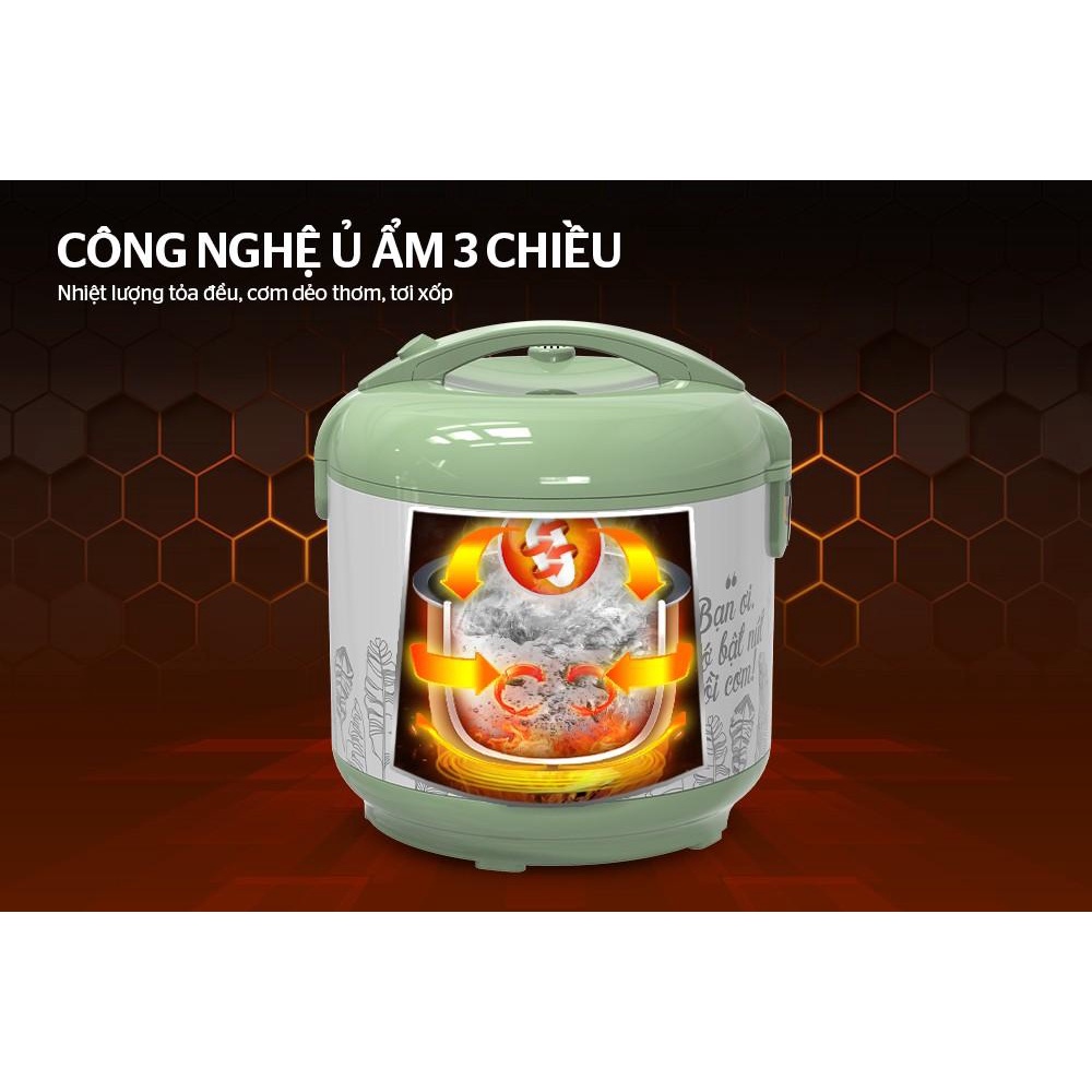 Nồi cơm điện chống dính 1.8 lít Sunhouse SHD8621 - Hàng Bếp 3B - Chính hãng