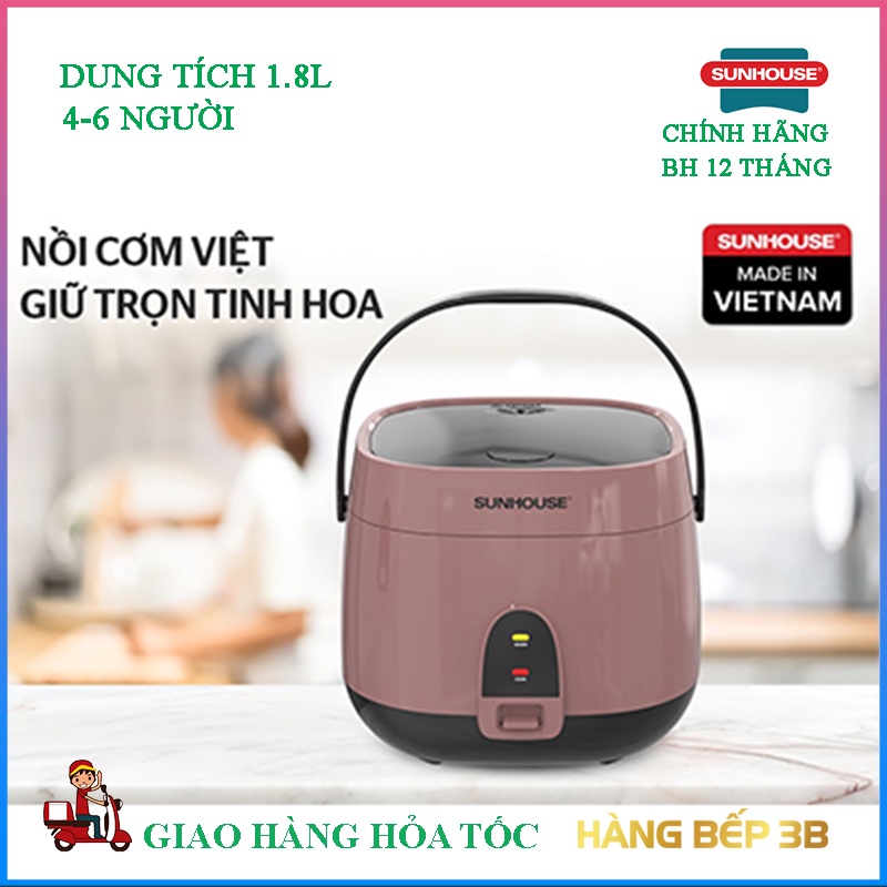 Nồi cơm điện 1.8 lít Sunhouse SHD8627 - Model mới 9.2022 - Hàng Bếp 3B