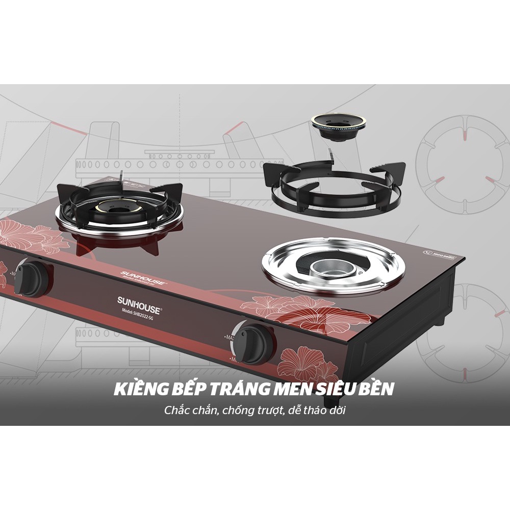 Bếp gas dương kính Sunhouse SHB2022-SG - Chính hãng phân phối