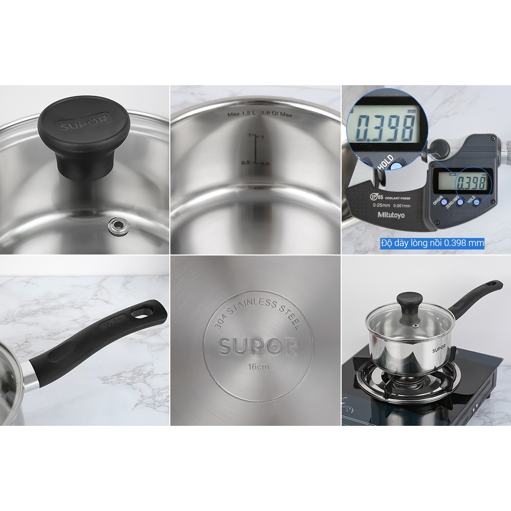 Bộ 3 nồi quánh inox 304 Supor Easycook 16/20/24cm - Sử dụng bếp từ
