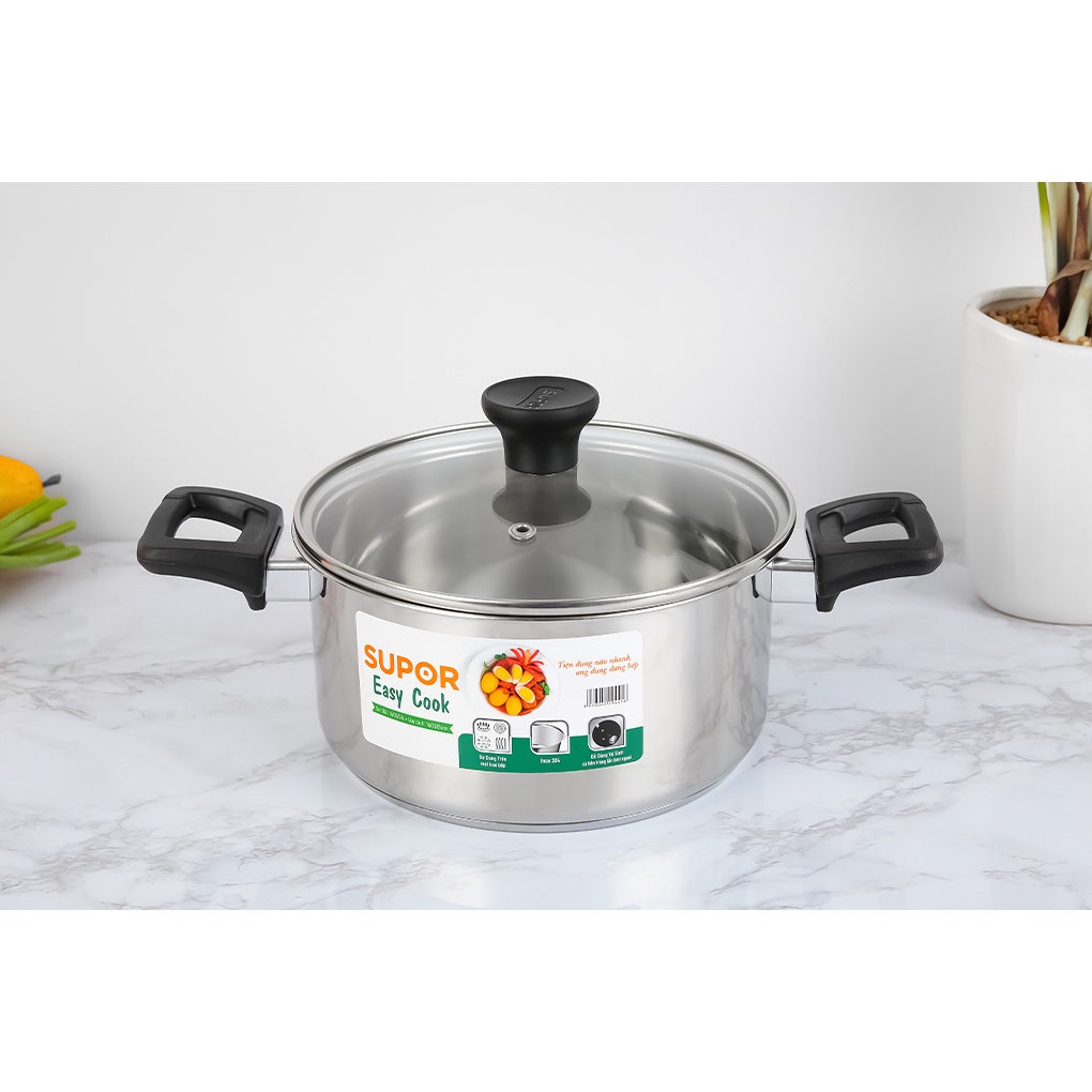 Bộ 3 nồi quánh inox 304 Supor Easycook 16/20/24cm - Sử dụng bếp từ