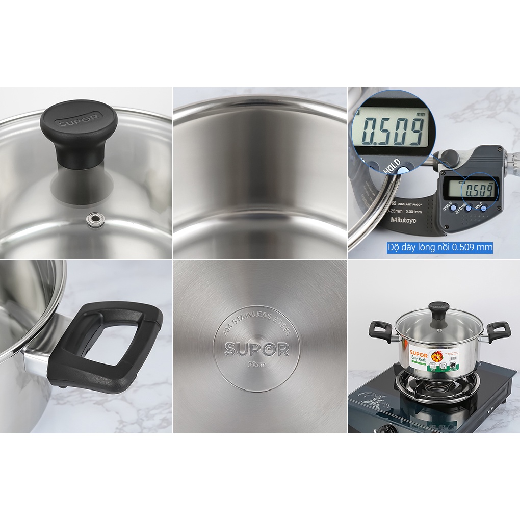 Bộ 3 nồi quánh inox 304 Supor Easycook 16/20/24cm - Sử dụng bếp từ