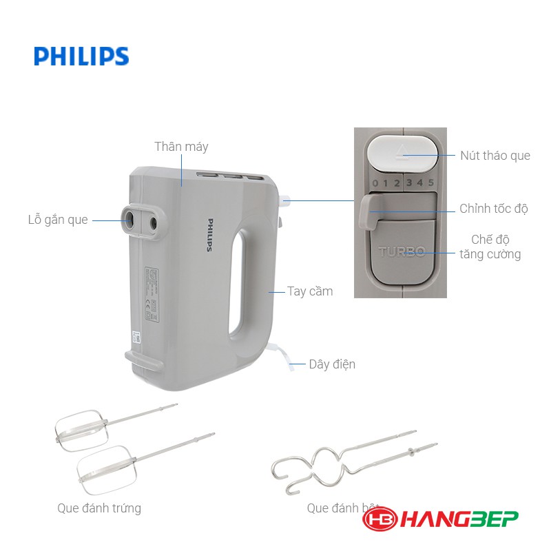 Máy đánh trứng Philips HR3705/20 - Bảo hành chính hãng 24 tháng