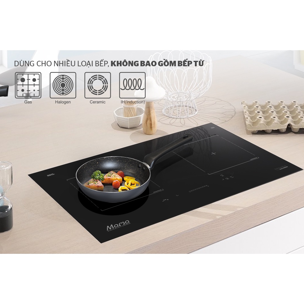 Chảo vân đá chống dính Sunhouse CT Plus 18/20/22/24/26/28/30cm - Không sử dụng bếp từ