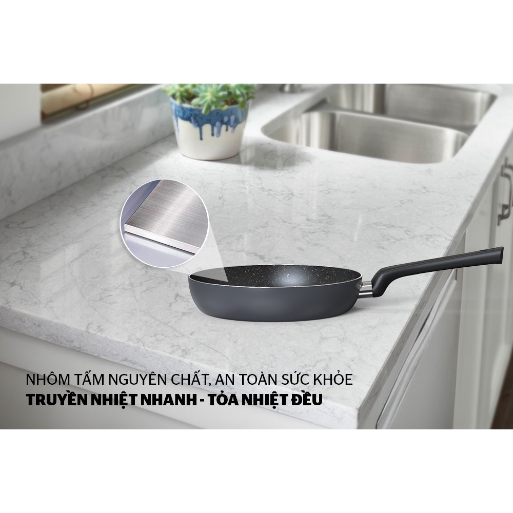 Chảo vân đá chống dính Sunhouse CT Plus 18/20/22/24/26/28/30cm - Không sử dụng bếp từ
